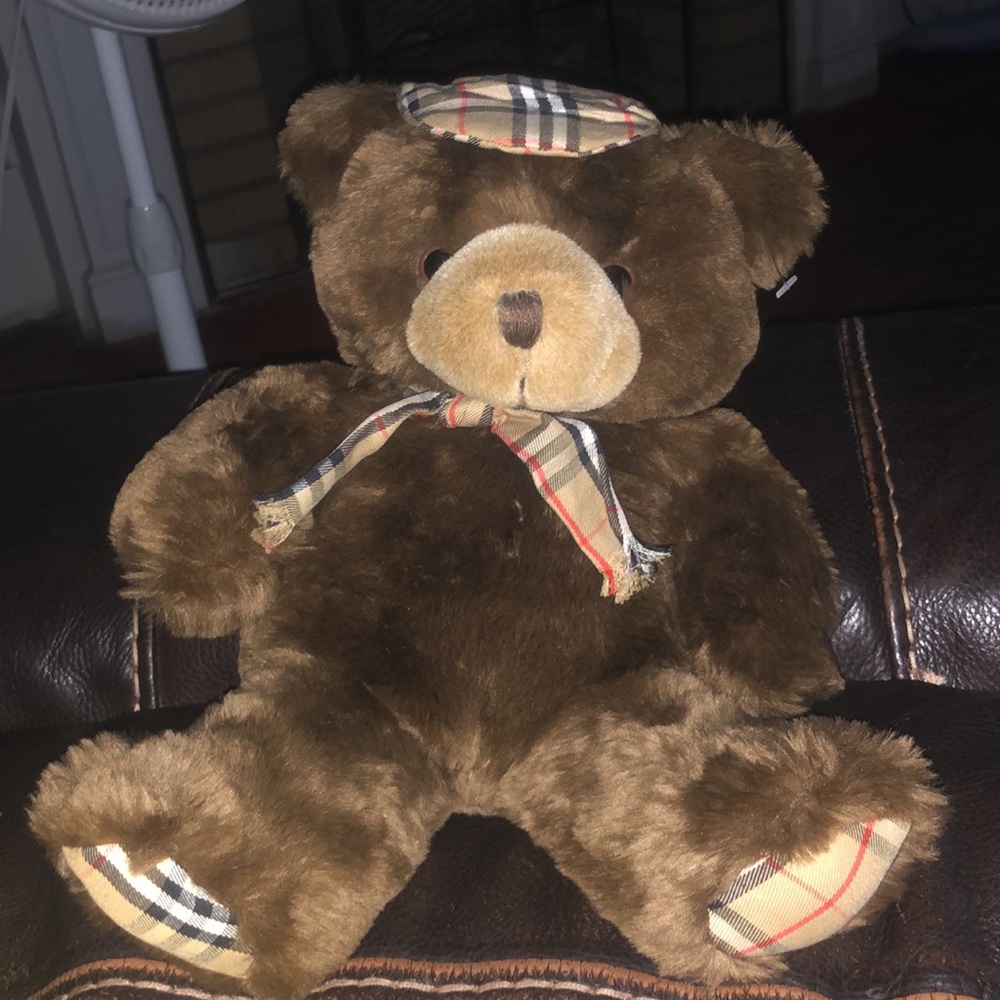 12” Vintage Burberry Thomas Teddy Bear Plush Doll Stuffed Animal